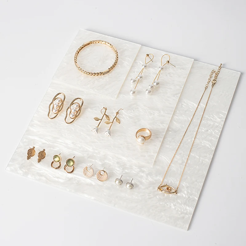 

White Acrylic blocks Jewelry Stand Jewellery Holder display Organizer for Bracelet Necklace Ring earring cosmetics perfume tray