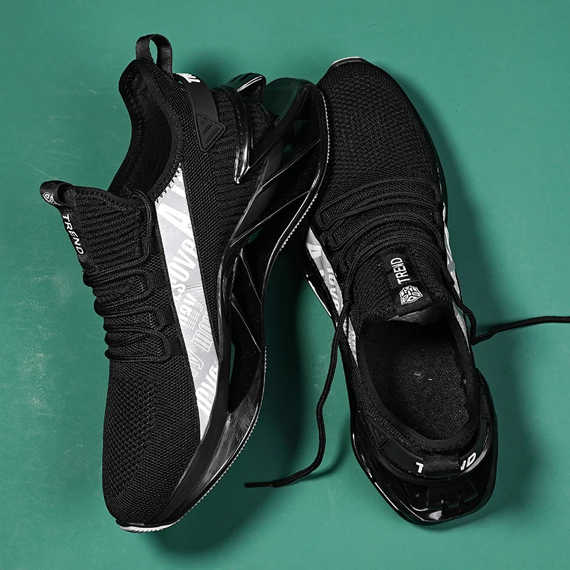 Super Cushioning Blade Men Running Shoes Breathable Mesh Sneakers Men Sport Shoes TPR Sole Tenis Masculino For Walking