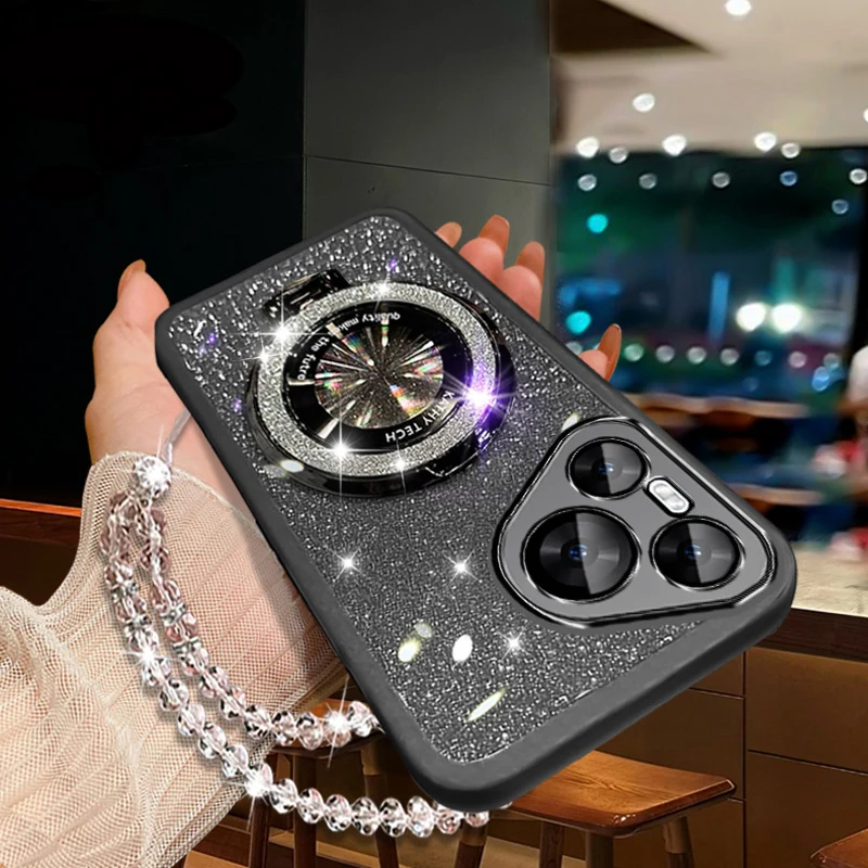 Glitter Crystal Bracelet for Magsafe Phone Holder Case For Infinix Smart 8 Smart8 9 Hot 40 40i 20C 20 Pro Plus HD Bracket Cover