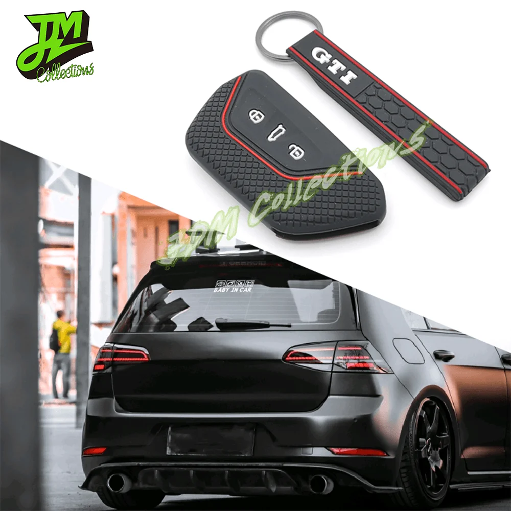 

GTI Keychain Silicone Car Key Cover Key Case Key Sets For Volkswagen VW Golf 7 GTI VII MK7 SKODA Octavia A7 SEAT Leon 5F SC ST