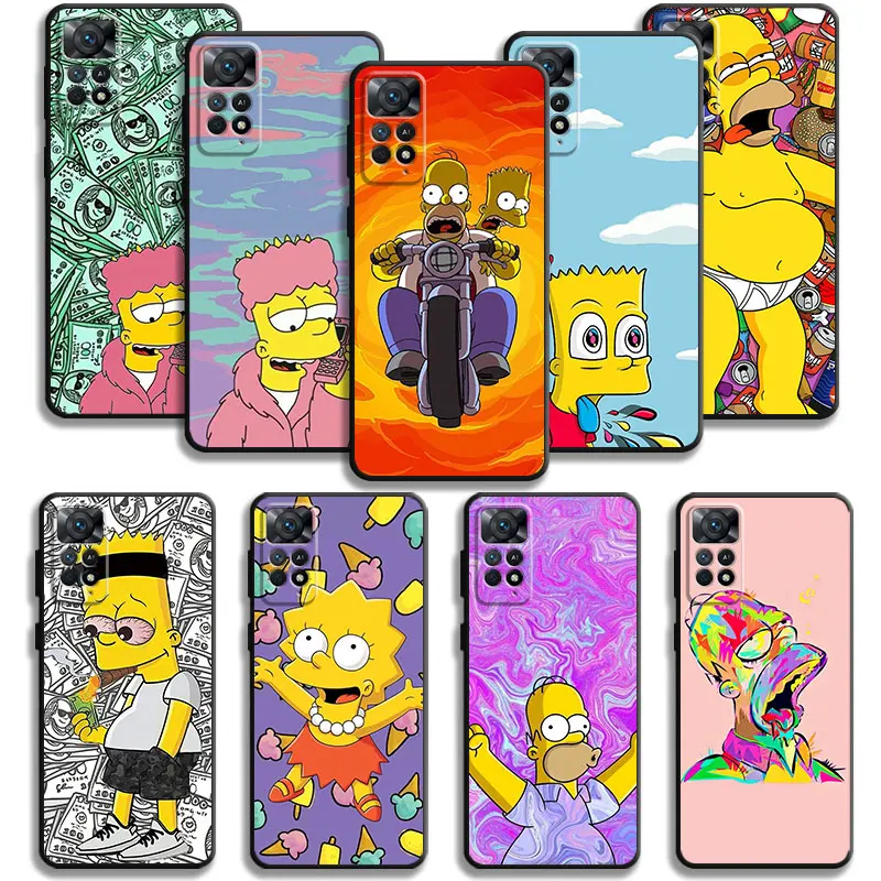 Case For Xiaomi Redmi Note 11T 11S 11 10 8 Pro 9 9S 9T 8T for Mi 10 8 9A 9C 10C K50 Homer Bart Simpsons Exciting Fear Cycling