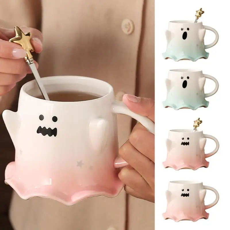 

Halloween Spooky Ghost Mug 460ml Ceramic Drinking Tea Water Cup Halloween Mugs with Handle for Cafe Kitchen Living Room Study