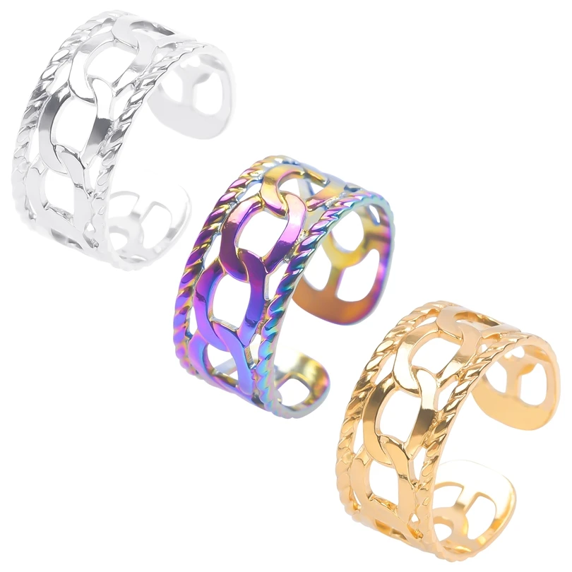 

Stainless Steel Rings For Women Men Anxiety Ring Fashion Jewelry Geometric Titanium Bague Mujer Wedding Couple Gift Gold Color