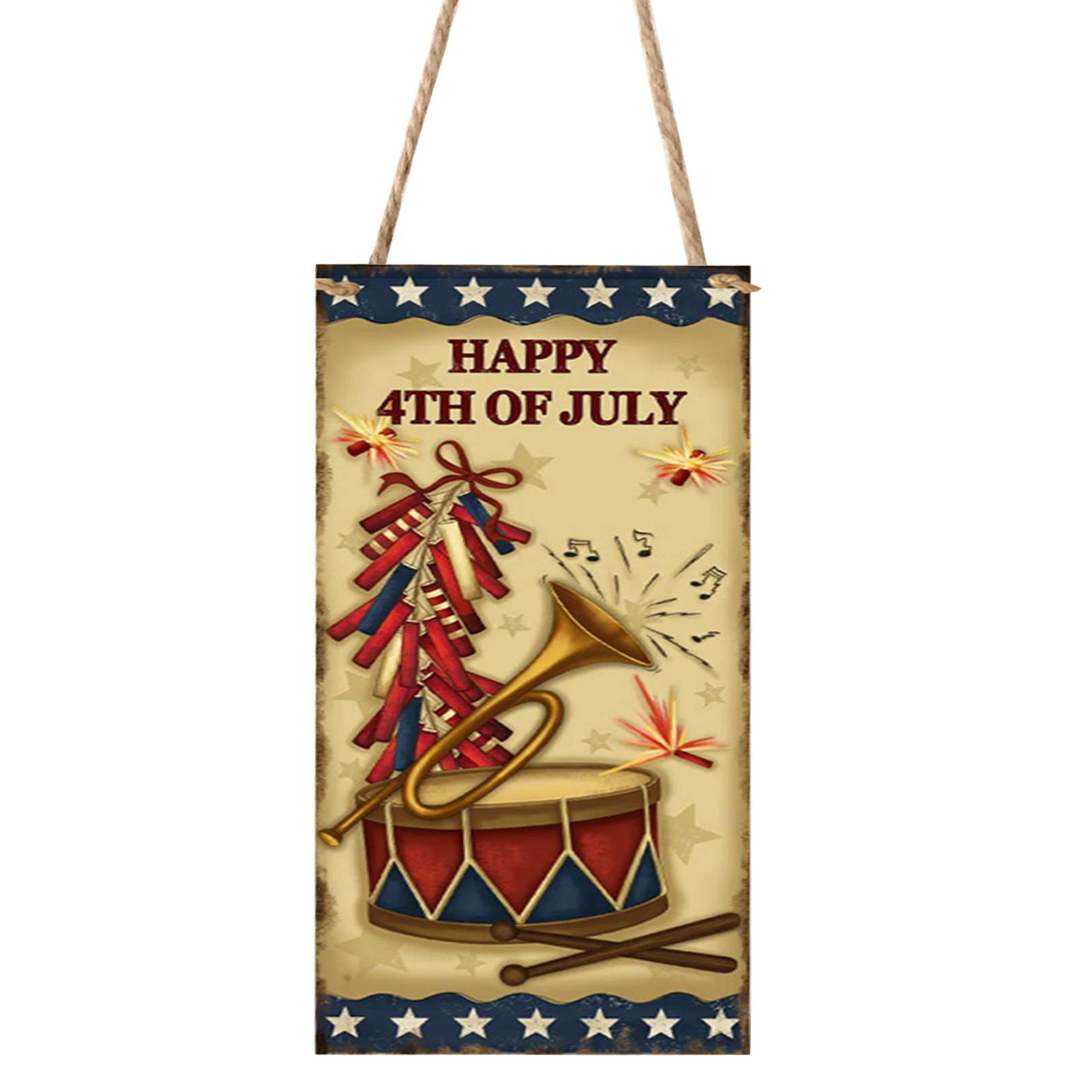 

Garden Patriotic Pendant Holiday Home Wall Hanging Gift Independence Day Dining Room Wooden Decorative Plaque Multifunctional