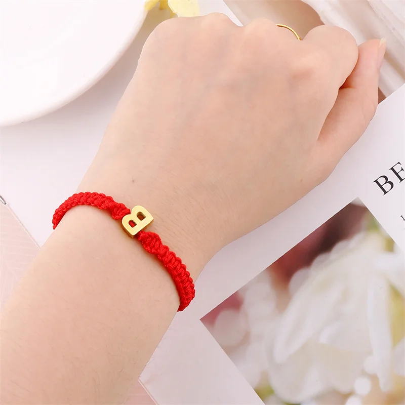 

Charm Red Rope 26 Letters Initials Bracelet for Women Couple Lucky Handmade Braided String Name Unique Jewelry Friendship Gift