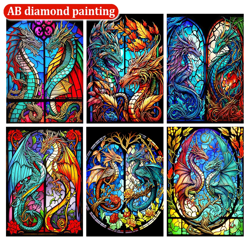 

Алмазная живопись с витражом дракона, новинка 2023, полноразмерная круглая Алмазная вышивка, распродажа, наборы для вышивки крестиком, анимационный Настенный декор