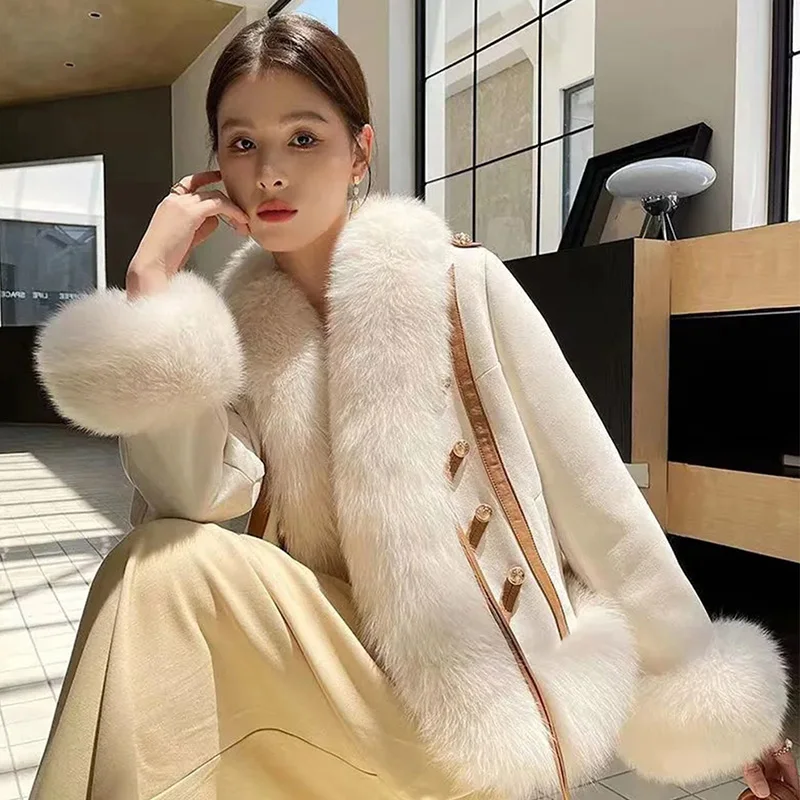 Temperament Beauties Fur Coat Women New Winter 2022 Short Faux Fox Fur One Fashion Thick Warm Loose Plush Coats Female TT418