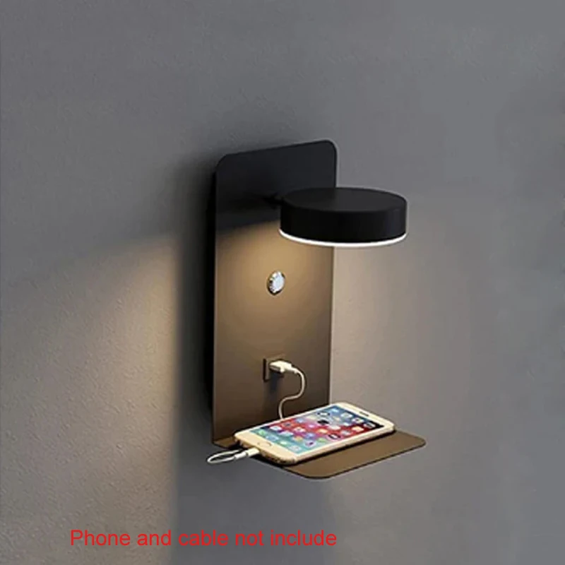 

Настенный светодиодный светильник Ramalho с USB зарядкой черный/белый