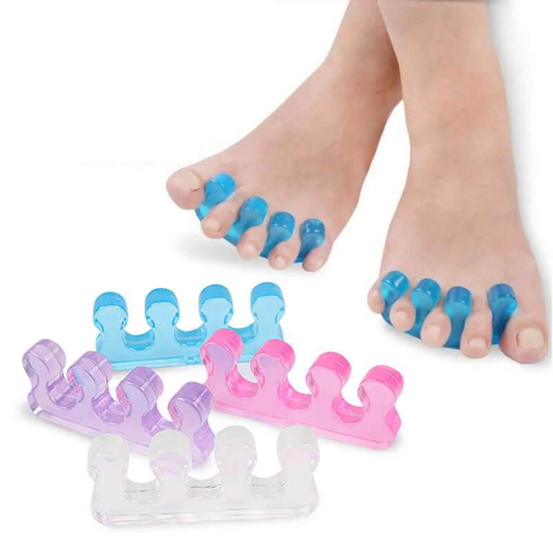 3 pairs Soft Silicone Toe Separating Gel Toe Separator Flexible Finger Spacer Silicone Soft Form for Manicure Pedicure Nail Tool