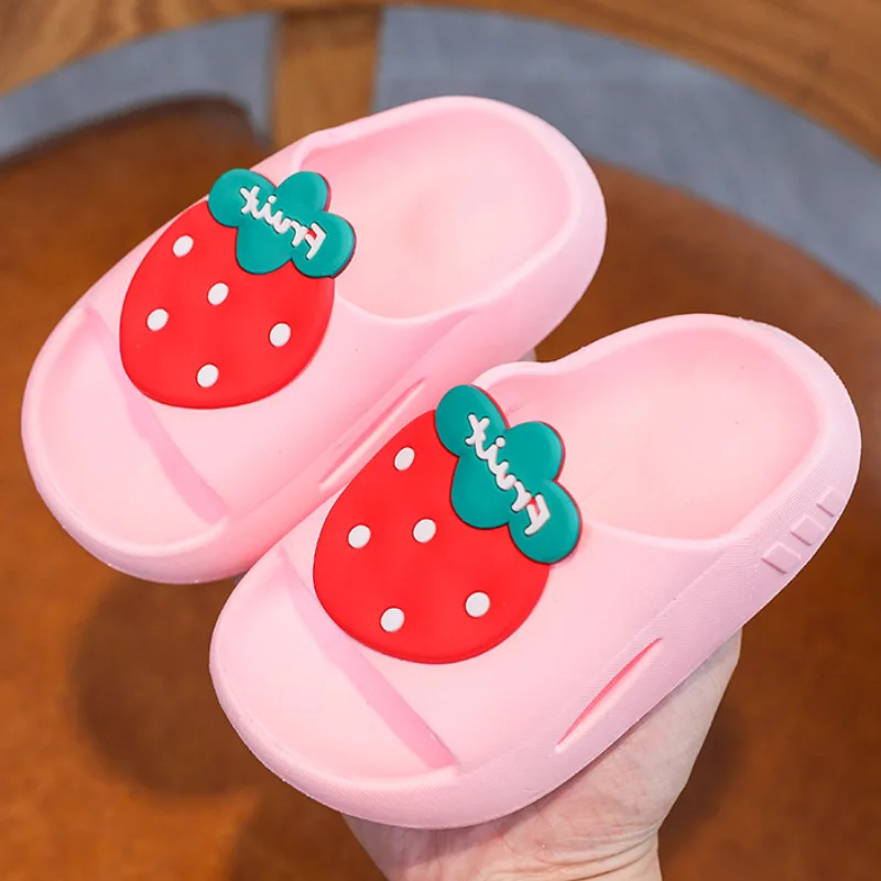 Toddler Summer Shoes Anti-slip Soft Sole Child Slippers Cute Strawberry Kids EVA Lightweight Slides Boys Girls Home Flip Flop