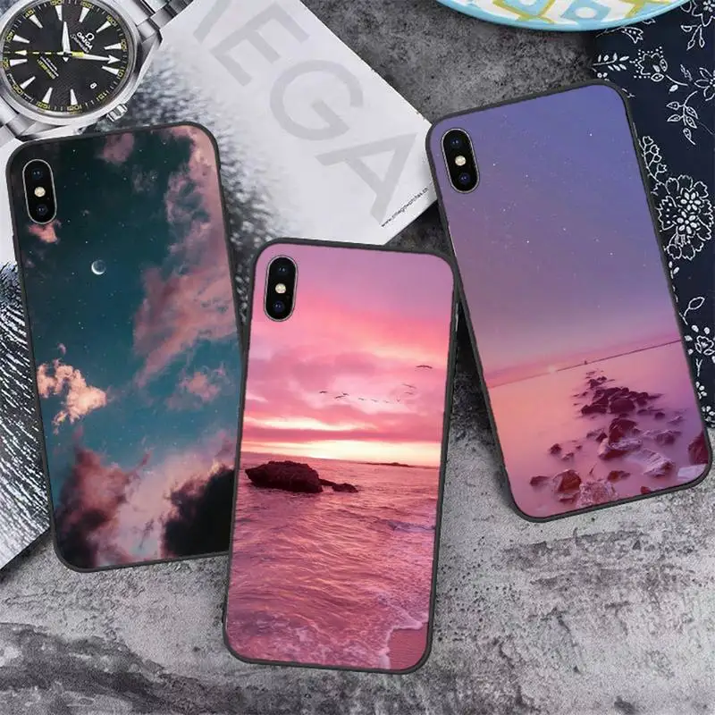 

Pink love clouds starry sky Phone Case for iPhone 11 12 13 pro XS MAX 8 7 6 6S Plus X 5S SE 2020 XR mini