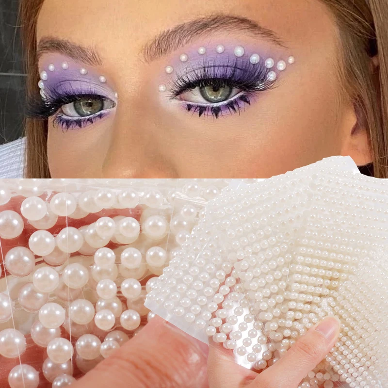 

Party DIY Decoration Acrylic Imitation Pearls Sticker 3mm 4mm 5mm 6mm Diy crystal Self Adhesive Rhinestone Stickers Grand Event