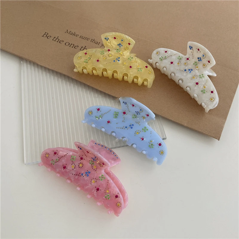 Винтажный роскошный циркониевый храповик из ацетата для девочки, сладкий краб-зажим с розеткой, головной убор с камнями-стразами для женщин.