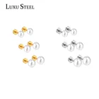 Серьги-гвоздики из нержавеющей стали, 456 мм, с имитацией жемчуга