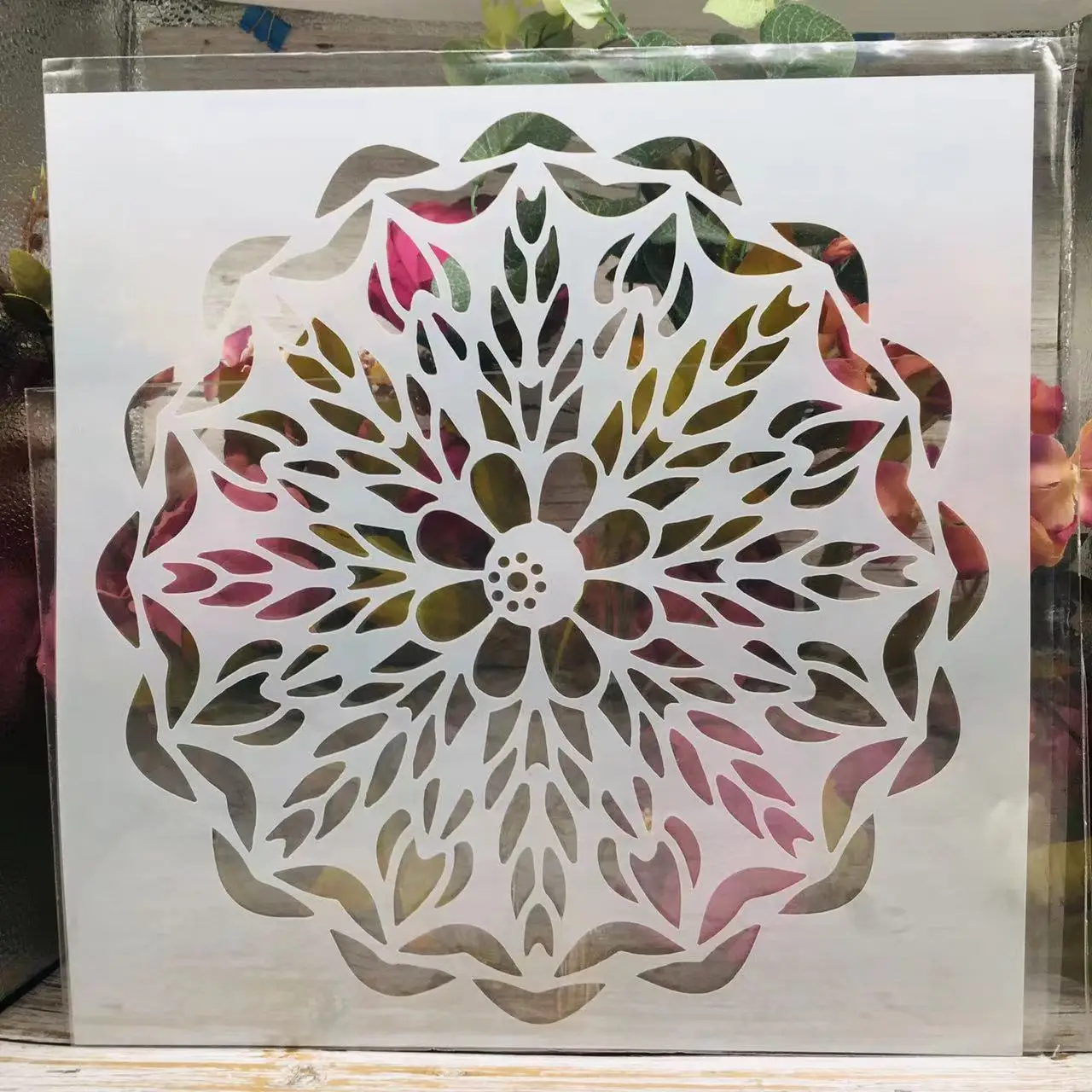 

30*30cm Big Geometry Plum Spike DIY Layering Stencils Wall Painting Scrapbook Coloring Embossing Album Decorative Template