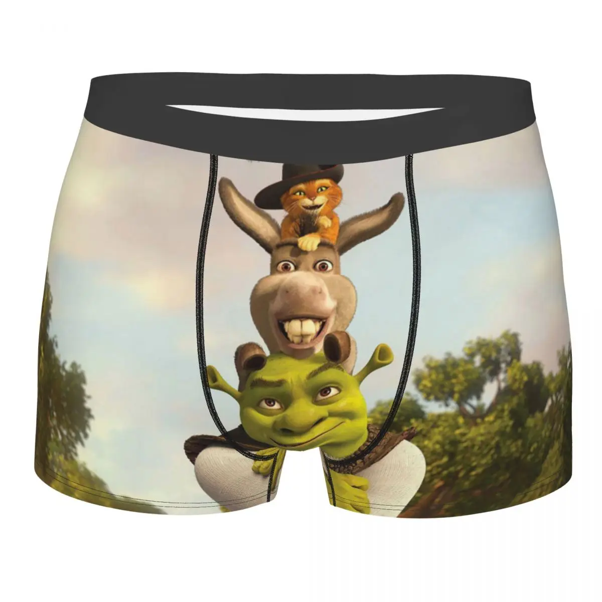 

Shrek Men Underwear Donkey Cat Anime Boxer Briefs Shorts Panties Sexy Polyester Underpants for Male