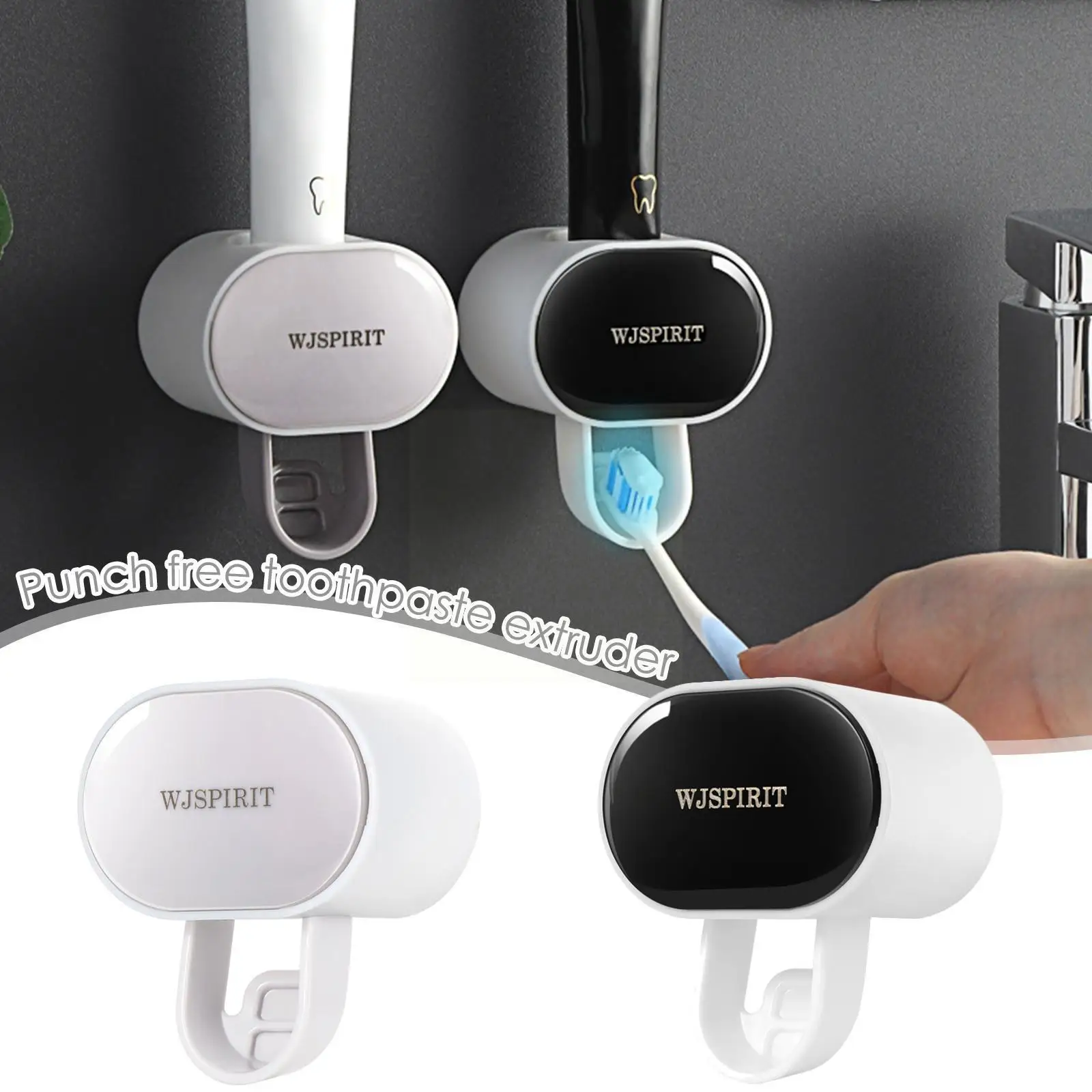 

2022 Toothpaste Dispenser Wall-Mounted Automatic Toothpaste Squeezer Toothpaste Holder For Hole-Free Wall Hanging P3W2