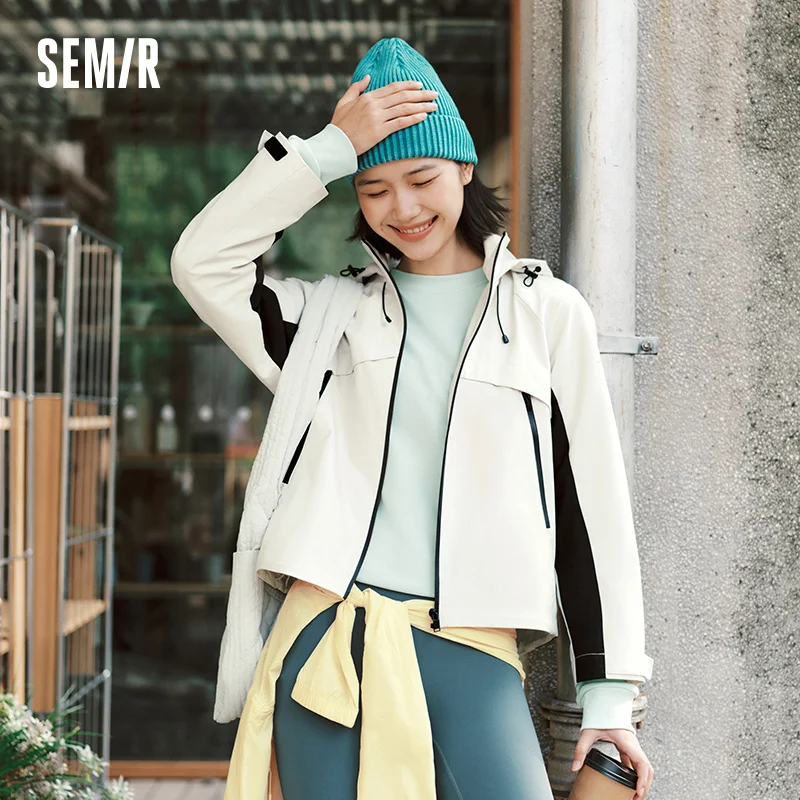 Фото Куртка Semir женская, черно-белая, с цветными блоками, уличная, с тройной защитой, новинка 2025 года, весенняя походная куртка №1