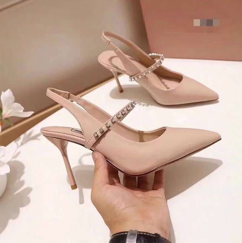Light Luxury Sandals Diamond Leather Women Heels Shoes Fashion Shoes for Women Pointed Shoes Sandals Women 2022 High Heels Shoes