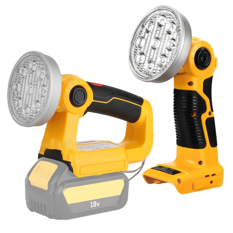 

9W 1000LM LED Work Light for Dewalt 18V 20V Lithium Battery DCB204 DCB205 Cordless Tool Lamp Spotlight Round Headlight with USB