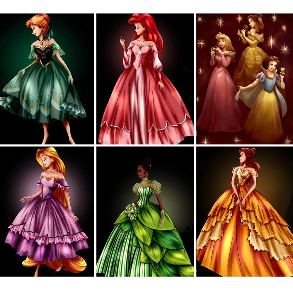 

Алмазная 5D картина Disney Princess, полноформатная вышивка, мультяшная мозаика для девочек, домашний декор, подарок для детей