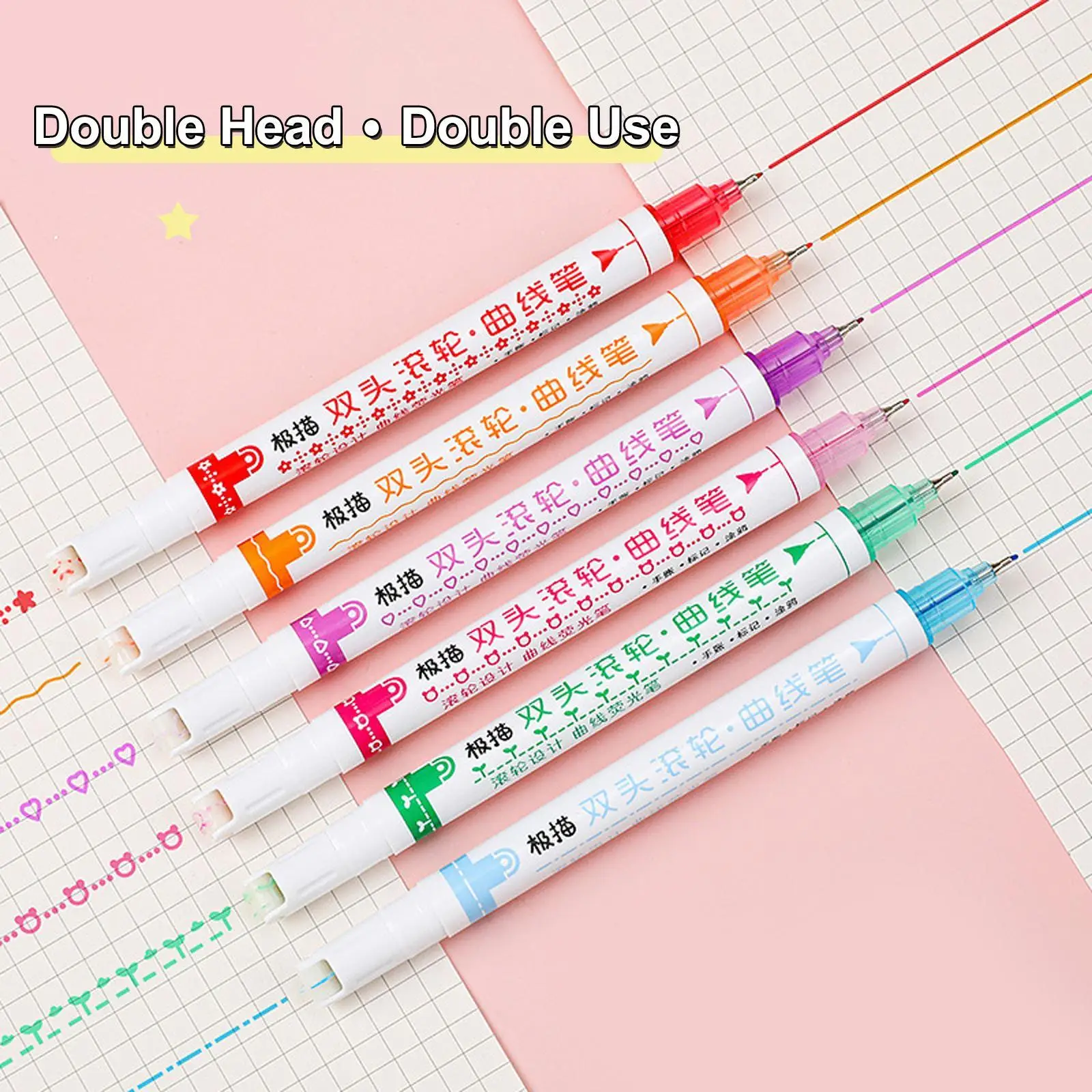 

Цветная изогнутая маркерная ручка с двойным наконечником, набор маркеров для журнала, скрапбукинга, милые канцелярские принадлежности для девушек, ручка для рисования