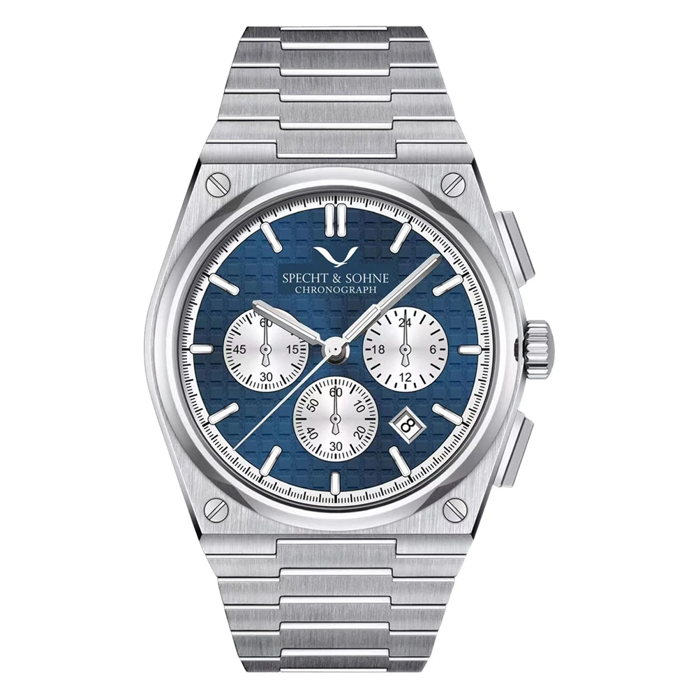 

SPECHT&SOHNE Men's Watches 2023 Top Brand Quartz Chronograph Watch For Men Blue Color Stainless Steel Luminous Waterproof 41MM