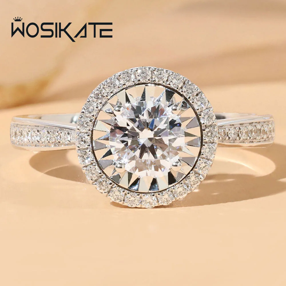 

WOSIKATE роскошное блестящее женское Открытое кольцо с муассанитом, серебряные ювелирные изделия, обручальное кольцо, элегантное женское кольцо, приблизительный подарок, оптовая продажа