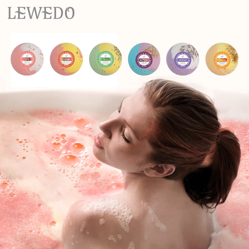 

Lewedo воздушный шар из натуральной морской соли 70 г * 6, взрывобезопасный рельефный мяч для ванны, мини-мяч для ванны