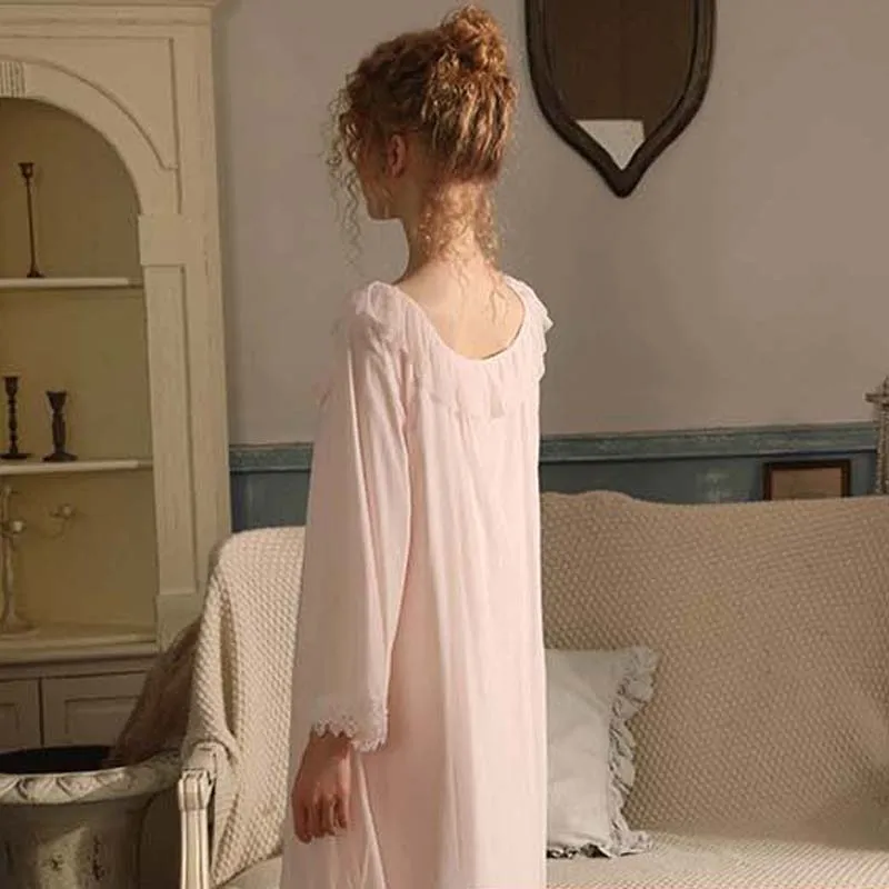 Roseheart Homewear Pink Sexy Sleepwear Night Dress Lace Backless Women Nightwear Luxury Nightgown Female Gown Plus Size