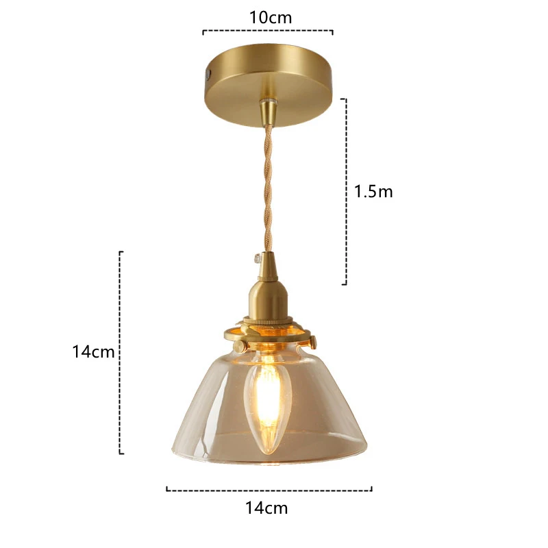 Стеклянный подвесной светильник в стиле ретро желтая латунная лампа для