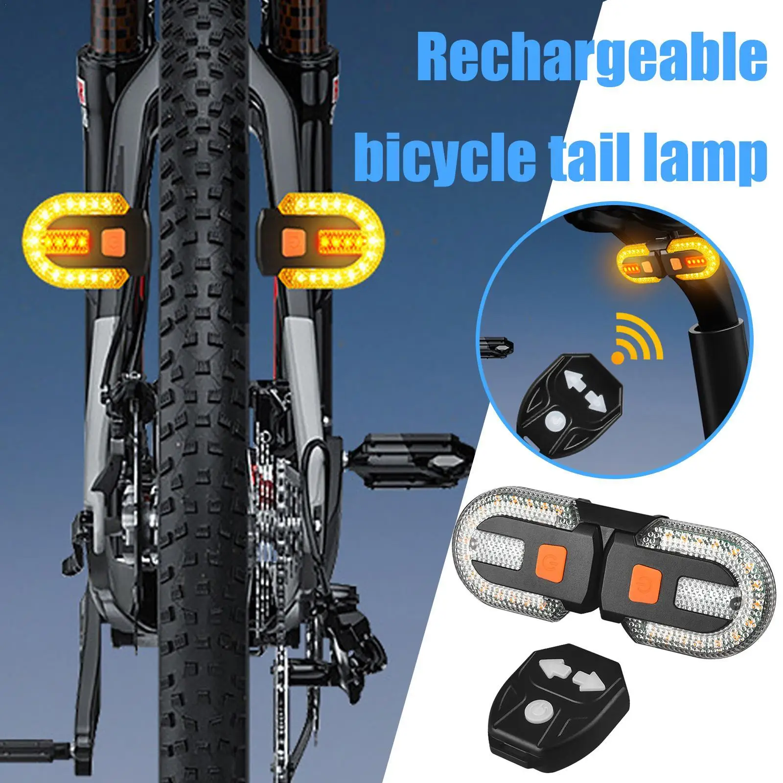 Clignotant LED pour vélo  télécommande  feu arrière étanche  lampe d'avertissement pour cyclisme en