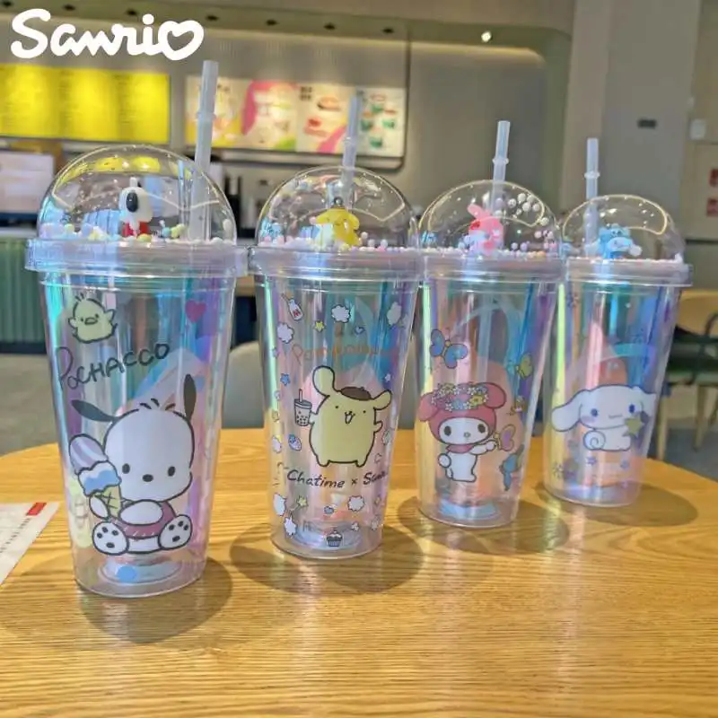 Новая аниме Sanrio Hello Kitty Cinnamoroll Melod Kuromi чашка для воды двухслойная пластиковая