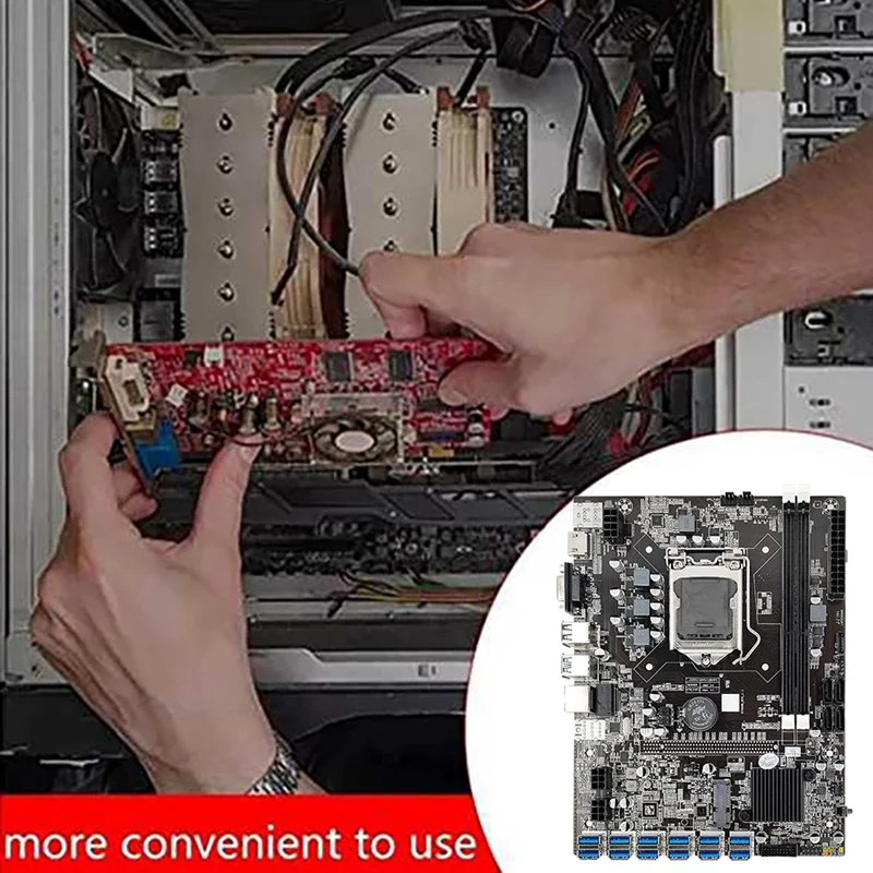 Материнская плата B75 BTC для майнинга 12 USB3.0 в разъем видеокарты PCIE1X LGA1155 DDR3 DIMM RAM SATA3.0