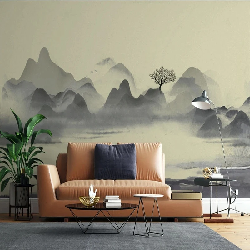 

Фотообои с чернильным ландшафтом на заказ, настенные фрески для гостиной, дивана, кабинета, Декор для дома