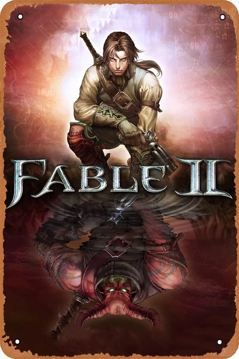 Плакат для видеоигр Clilsiatm Fable II винтажная металлическая жестяная вывеска 8x12