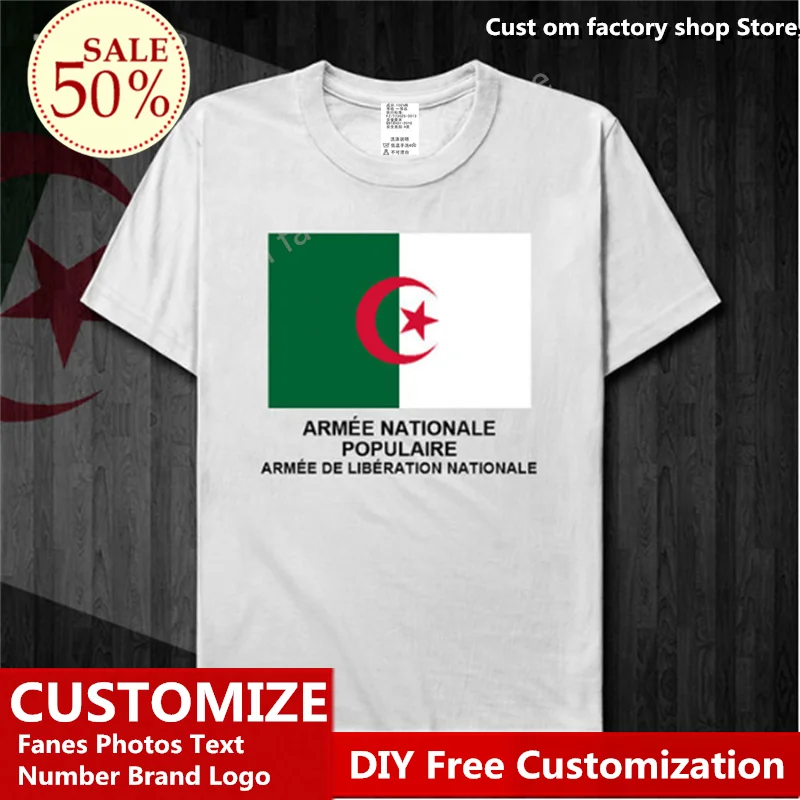 

Algeria Army Cotton T shirt Custom Jersey Fans DIY Name Number LOGO High Street Fashion Hip Hop Loose Casual T-shirt