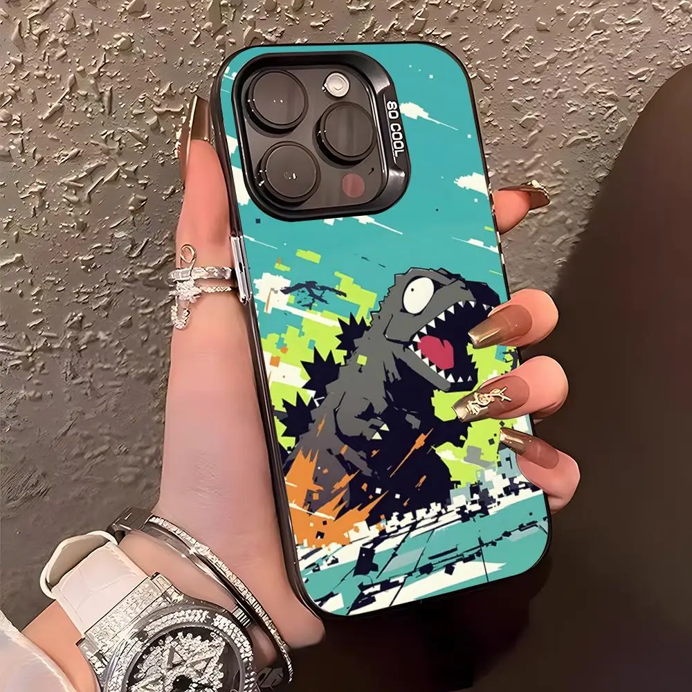 Фото Чехол C-Cool Go-Godzillas для iPhone 17 Air 16 15 14 Plus 13 12 11 Pro XS Max, серебристо-черный, с бампером №2