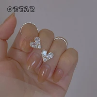 korea creative transparent pearl water drop zircon heart stud earrings women exquisite banquet jewelry
