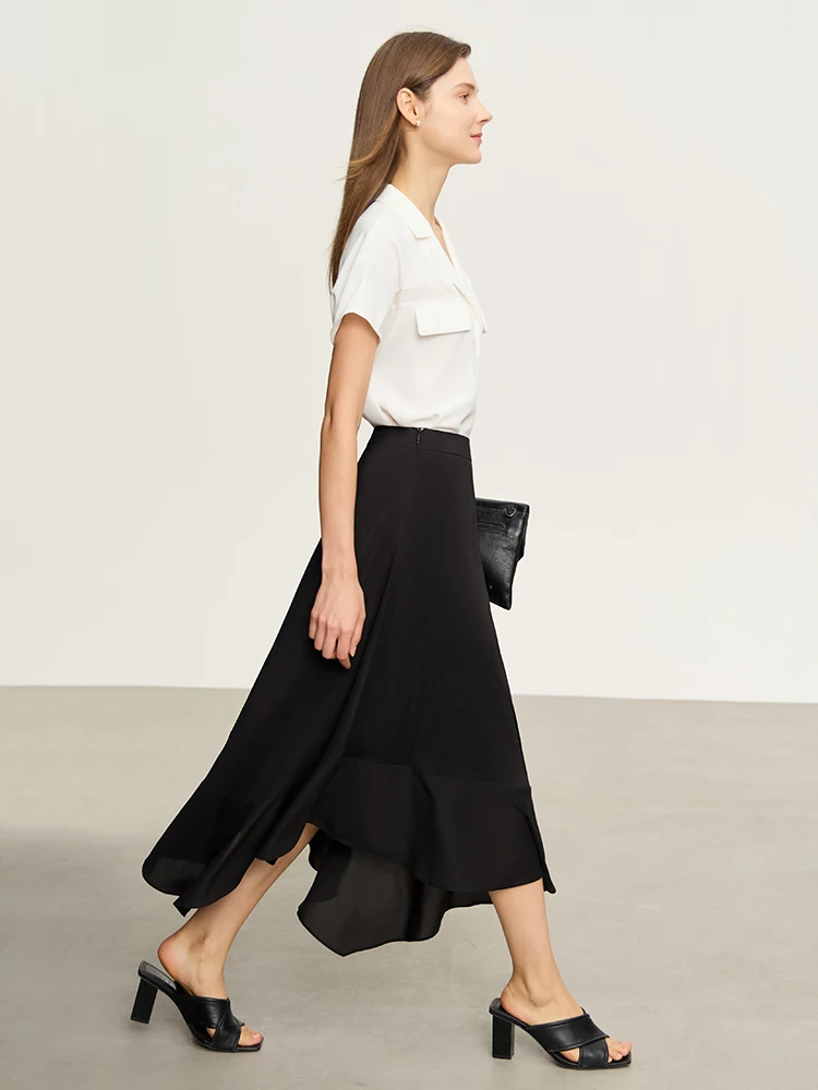 

AMII Minimalist Chiffon Skirts for Women Irregular Flanged Trumpet Autumn 2023 New Office Lady Loose Solid Empire Skirt 12342604