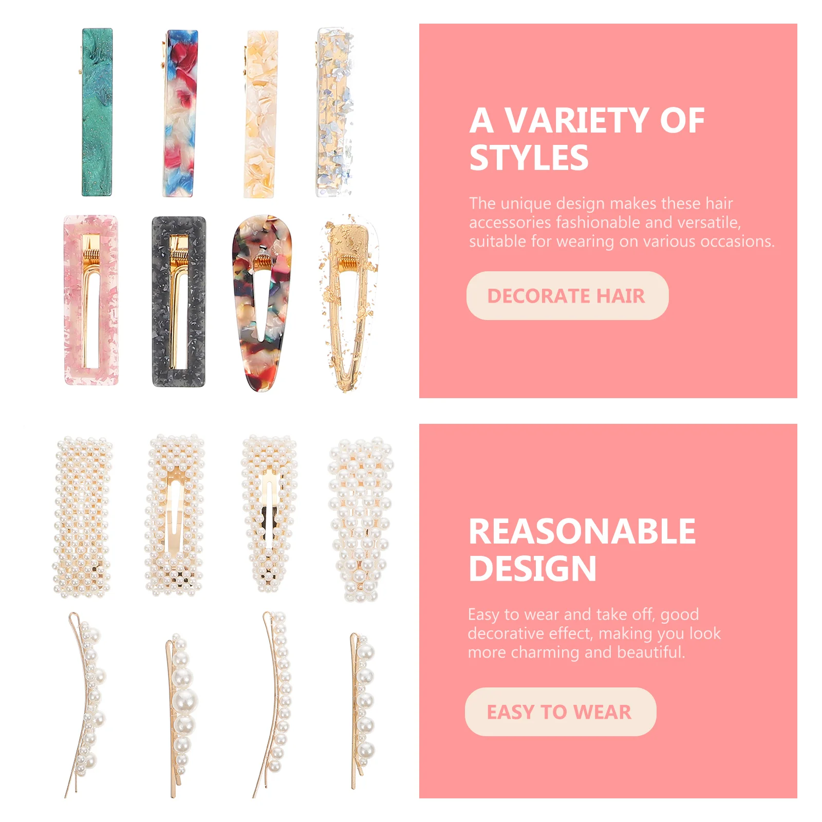 28 шт. набор заколок для волос с жемчугом декоры элегантные заколки изысканные