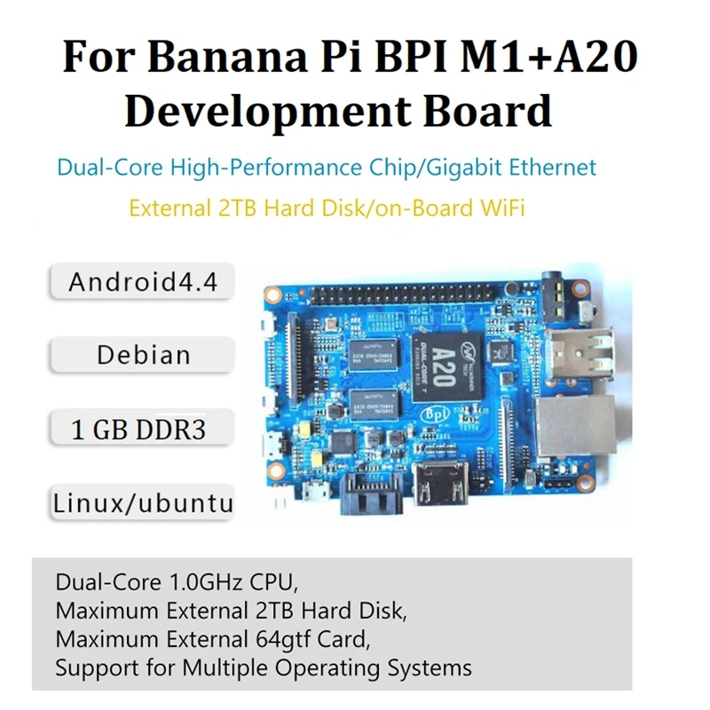 

For Banana Pi BPI M1+A20 Dual Core 1GB DDR3 RAM Open-Ource Development Board High Performance Single Board Computer