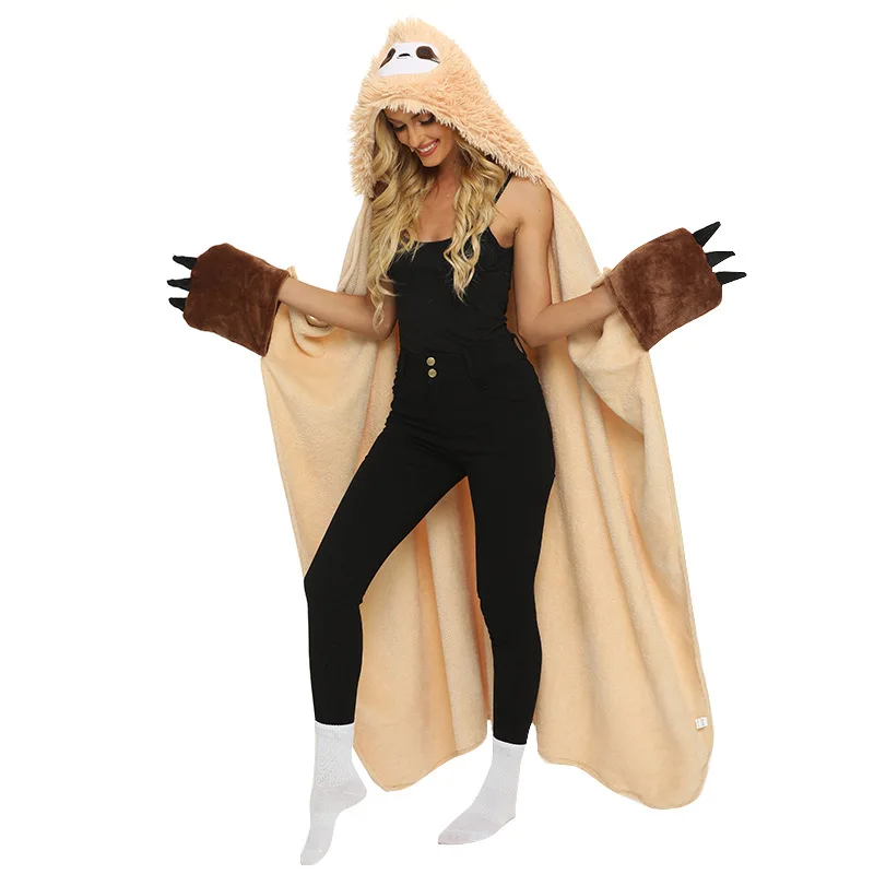

Lazy cloak cartoon animal Blanket casual hooded flannel blanket camel TV blanket