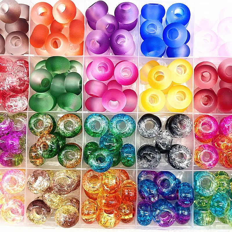NEW 20pcs/lot 14mm Big Hole Acrylic Beads Spacer Loose Beads for Jewelry Making DIY Handmade Necklace Earring Accessories