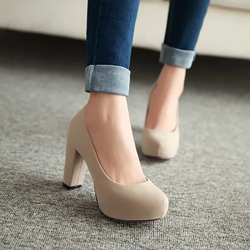 

Women Pumps Suede High Heels Platform Women Shoes Women Heels Ladies Shoes Square Heel Sandals Block Heels Female Plus Size 43