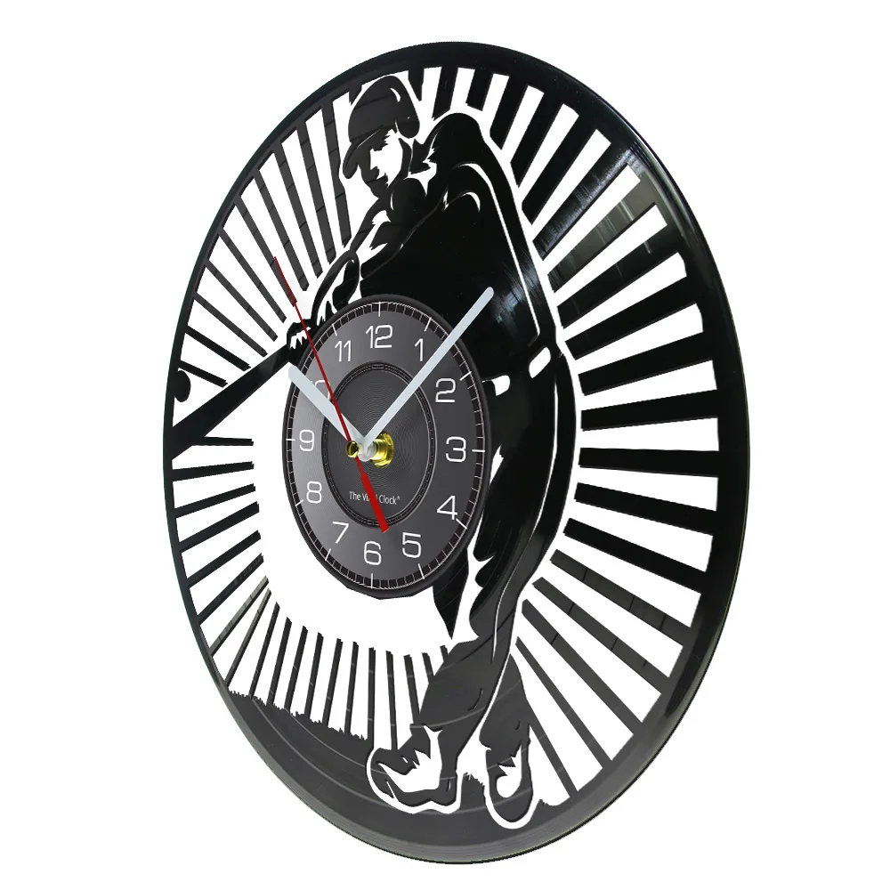 Бейсбольный проигрыватель силуэт настенные художественные часы Софтбол