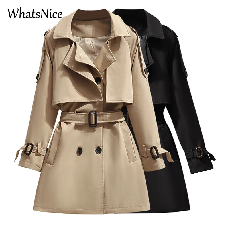 

Куртка женская двубортная свободного покроя с поясом, модный тренчкот в Корейском стиле, Дизайнерская верхняя одежда для офиса