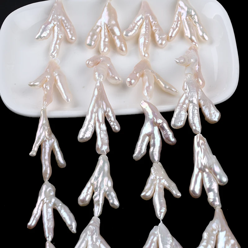 

White Natural claw shape irregular chicken feet pearl baroque freshwater loose beads