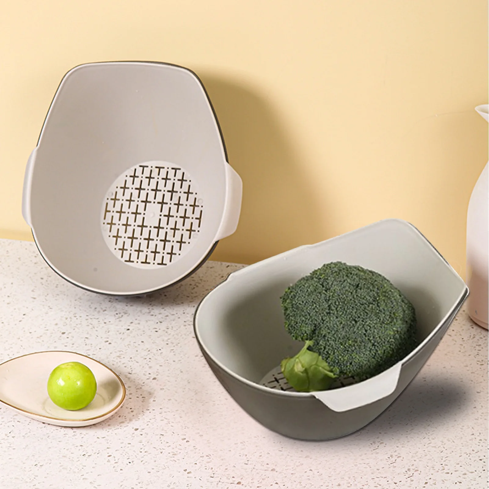 

Новая двойная сливная корзина, чаша, ситечко для мытья риса, кухонная раковина, овощи, фрукты, кухонное приспособление, дуршлаг, кухонные при...