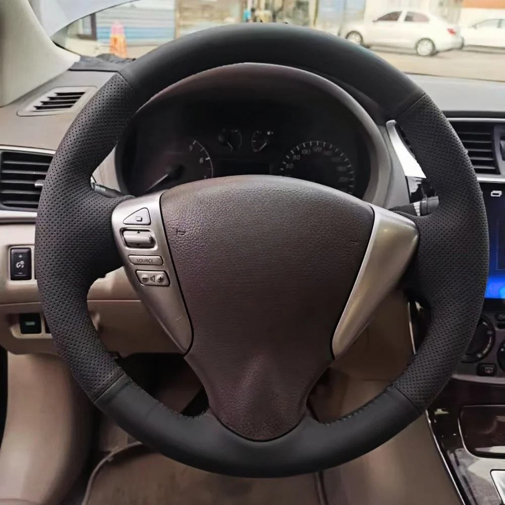 

Чехол на руль автомобиля на заказ, противоскользящий и мягкая кожа из микрофибры для Nissan VERSA 2013 2014 2015, Avant, накидка на руль ﻿